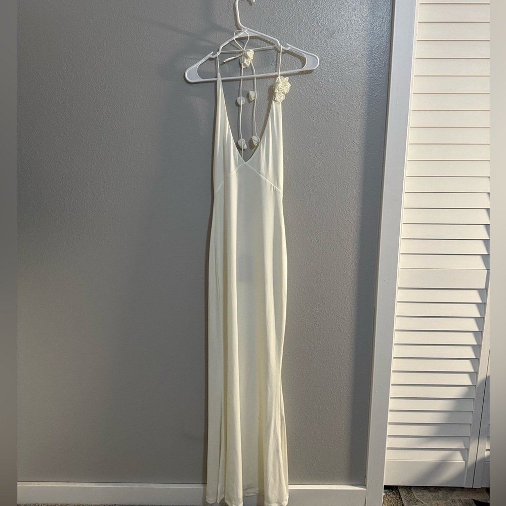 NWT meshki white halter maxi dress